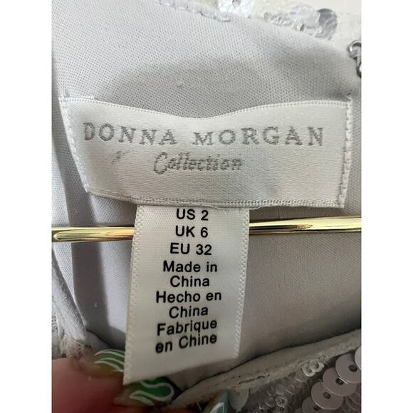 DONNA MORGAN serenity COLLECTION silver SEQUINED SHIMMER GOWN WOMENS 2 - Picture 3 of 11